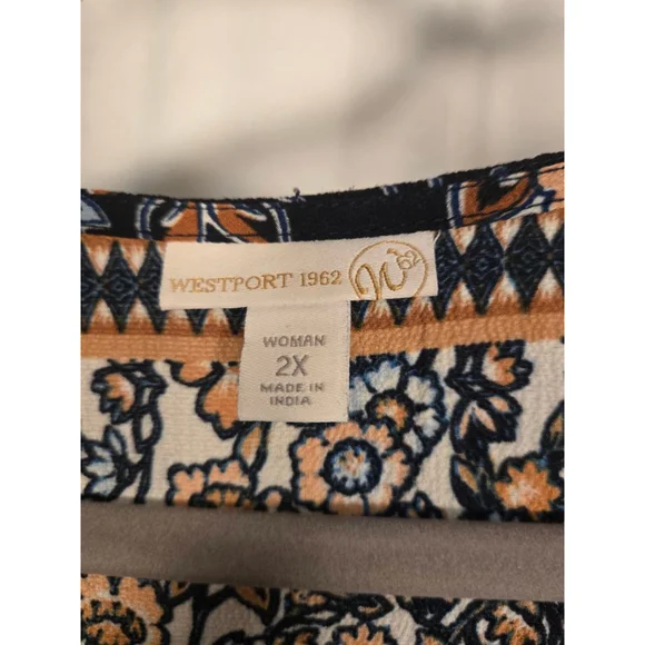 Women's WESTPORT 1962 Long Sleeve Dress 2X Black Orange Floral - Picture 7 of 11